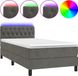 vidaXL Boxspring met matras en LED fluweel donkergrijs 90x200 cm