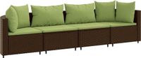 vidaXL 4-delige loungeset met kussens, polyrattan, bruin