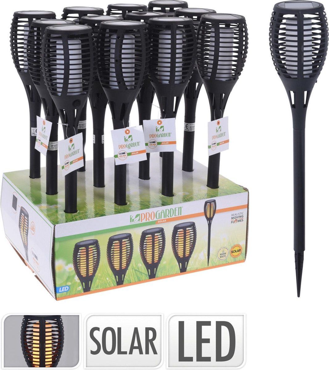 Garden Pro Solar Fakkel Flame LED - B10xH49 cm - Zwart