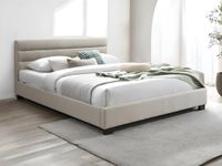 Vente-unique Cadre de lit tissu beige 160 x 200 cm