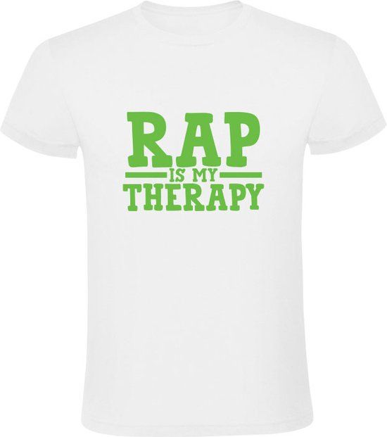 Rap is my therapy Heren T-shirt - Wit - Maat M