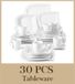 Porcelaine vaisselle - Service de table - 30 pièces - Pour 6 personnes - Blanc