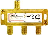 TronicXL Répartiteur SAT triple | Répartiteur d'antenne plaqué or 24 carats | Connecteur F sortie CC | pour Vodafone TV télévision par câble DVB-C BK DVB-T2 câble répartiteur Unicable | Compatible Full HD 3D 4K numérique