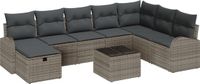 vidaXL Tuinbank - Set - 9-delig - Grijs - Polyrattan