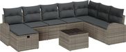 vidaXL Tuinbank - Set - 9-delig - Grijs - Polyrattan