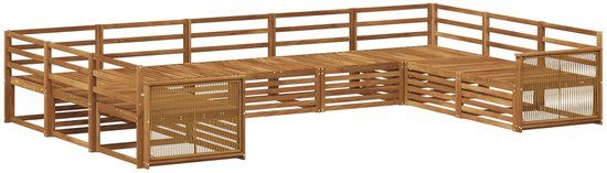 vidaXL Hoek loungeset 9-delig Naturel Massief Acacia Hout