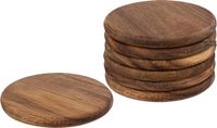 Merkloos Secret de Gourmet Onderzetters voor glazen - 12x - Luxe Acaciahout - Dia 10 cm - Rond - Gelakt