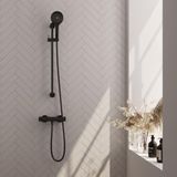Brauer Black Edition Glijstangset met Thermostaatkraan - 3-Standen Handdouche - Mat Zwart