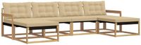 vidaXL - Bank loungeset - 6 zitplekken - Wit en Beige - Acacia hout