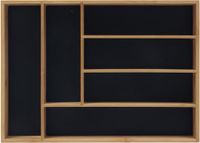 Merkloos Relaxdays Bestekbak bamboe, 6 vakken, 5x35,5x25,5 cm, natuur-zwart