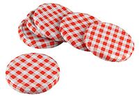Fackelmann Twist-Off-deksel Karo Ø 8,5 cm, jamdeksel van blik, schroefdeksel voor standaard glazen (kleur: rood/wit), hoeveelheid: 6 stuks