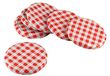 Fackelmann Twist-Off-deksel Karo Ø 8,5 cm, jamdeksel van blik, schroefdeksel voor standaard glazen (kleur: rood/wit), hoeveelheid: 6 stuks