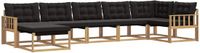 vidaXL - Hoek loungeset - 7 zitplekken - Wit en zwart - Massief acacia hout