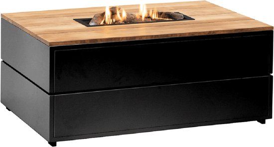 Cosi Fires Cosipure 120 Black / Teak - 120 cm - Gas Vuurtafel