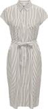 ONLY ONLHANNOVER SARAH SS POCKET DRESS - Femme - Robe - Cloud Dancer - Rayé - Polyester/Viscose - Taille L