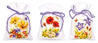 VERVACO Borduurpakket Kruissteek Geurzakje ZOMERBLOEMEN SET VAN 3