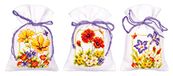 VERVACO Borduurpakket Kruissteek Geurzakje ZOMERBLOEMEN SET VAN 3