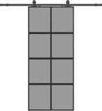 vidaXL Schuifdeur met beslagset, 90x205 cm, gehard glas, zwart