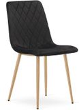 LEOBERT Eetkamerstoel TURIN - Zwart fluweel - Eikenlook poten - Modern design