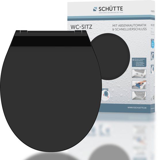 SCHÜTTE WC-Bril 82710 SLIM BLACK - Duroplast - Soft Close - Afklikbaar - Zwart Mat