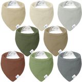 lulumoon Dribble Bibs Baby Muslin Driehoeksjaal voor Jongens en Meisjes (8-pack, Bosgroen)