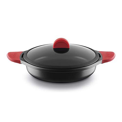 Castey Fundix platte braadpan - 30 cm - met deksel - perfecte warmteverdeling - siliconen handgrepen