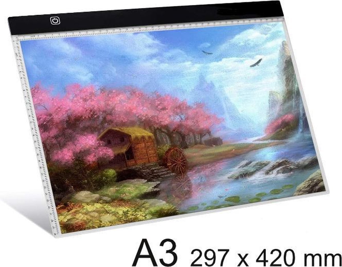 Joyage Lichtbak voor Diamond Painting en Tekenen A3 - Lightpad diamond painting – mét 3 verschillende lichtsterktes – Tekenbord met Licht - Lightpad A3 dimbaar – Lichtbak a3 voor tekenen – Lichtpad – Tekentablet - Lichttafel tekenen kleuren