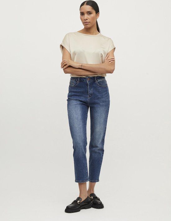 VILA VIELLETTE S/S SATIN TOP - NOOS Dames Top - Maat 44 - Cement