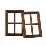 Merkloos Relaxdays Decoratief venster - 40x28 cm - 2 stuks - bruin