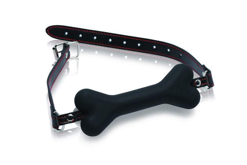 Master Series Hound Dog Bone Gag - Zwart/Rood