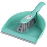 Urban Living Stoffer en blik set - jade groen - zachte borstel - kunststof - 32 x 22 cm