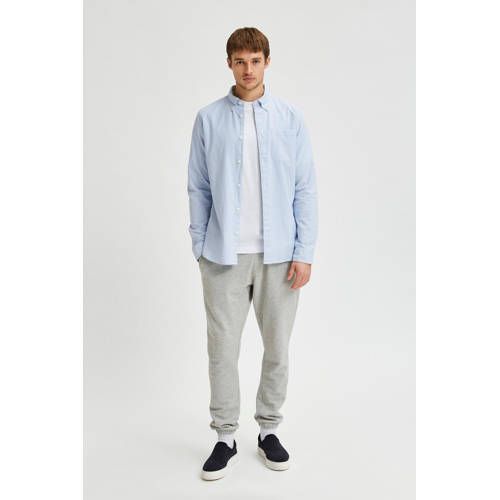SELECTED HOMME SLHREGRICK-OX gestreept overhemd heren lichtblauw/wit