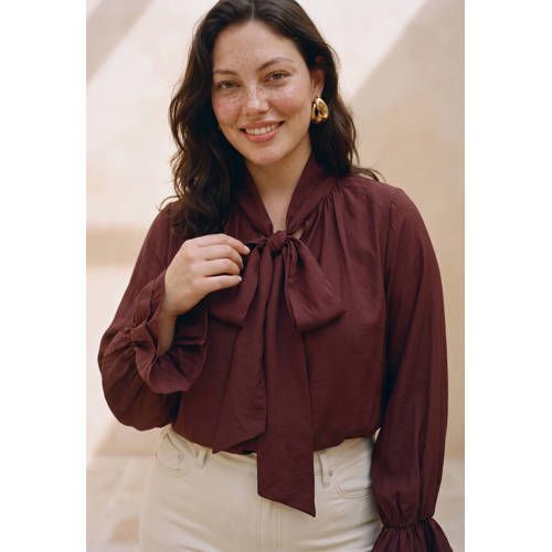 VERO MODA CURVE viscose blouse Plus Size - donkerrood