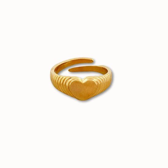 ByNouck Jewelry Hart Ring Goudkleurig 14 Karaat - Essential Collection - One-size