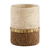 Light & Living MELORA glazen waxinelichthouder 10x13 cm - crème/bruin
