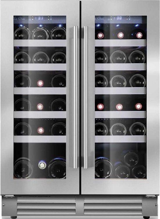 Le Chai LSB380 - Wijnklimaatkast - 38 flessen - 2 temperatuurzones - RVS/Zwart