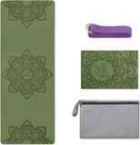 Bol Tapis de yoga, 1 & 1,5 mm, tapis de voyage pliable, fin, léger, serviette de yoga écologique, lavable, avec sac de transport, sangle de transport, portable, tapis de fitness, imitation daim et caoutchouc naturel, tapis de yoga pour hot yoga, vert