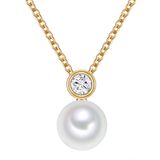 Valero Pearls Ankerketting 42 cm Zilver Geel Goud Verguld Zoetwaterparels Zirkonia Wit