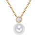 Valero Pearls Ankerketting 42 cm Zilver Geel Goud Verguld Zoetwaterparels Zirkonia Wit