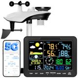Infisync 14-in-1 draadloos weerstation met buitensensor, wifi-weerstation met regenmeter en windmeter, 8,15 inch kleurendisplay en KI-weersvoorspelling voor tuin, terras en balkon
