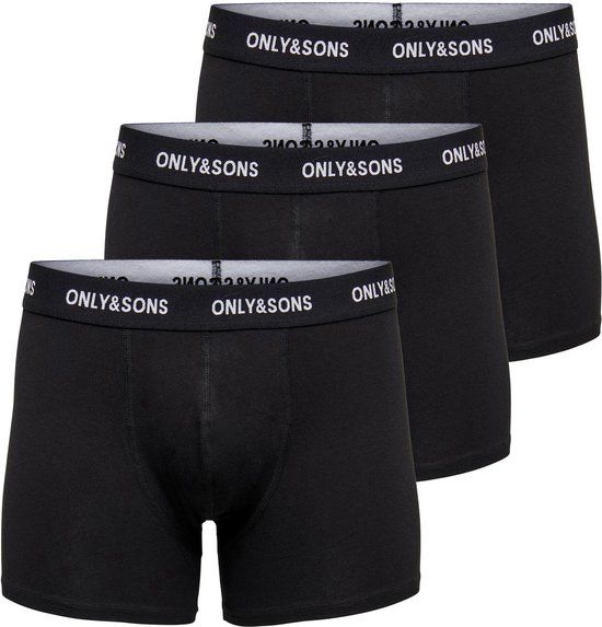 Fitz Solid Trunks Boxershorts - 3-pack - Zwart/Wit - Maat S