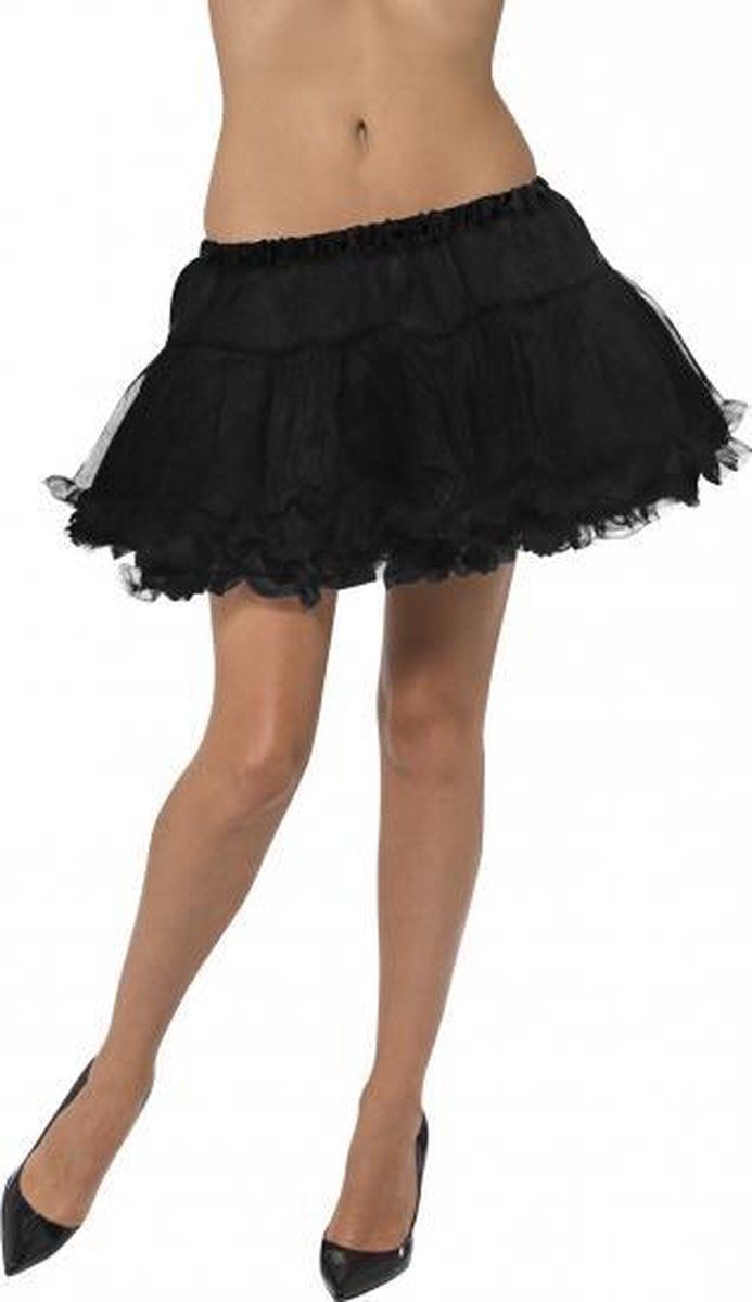 Smiffys Zwarte petticoat/tutu met satijnen band - Multicolor - Synthetisch - 8718758644088