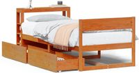 vidaXL Bedframe Grenenhout Wasbruin 100x200 cm