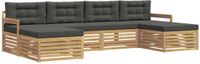 vidaXL - Bank loungeset - 6 zitplaatsen - Wit en antracietkleurig - Acacia hout