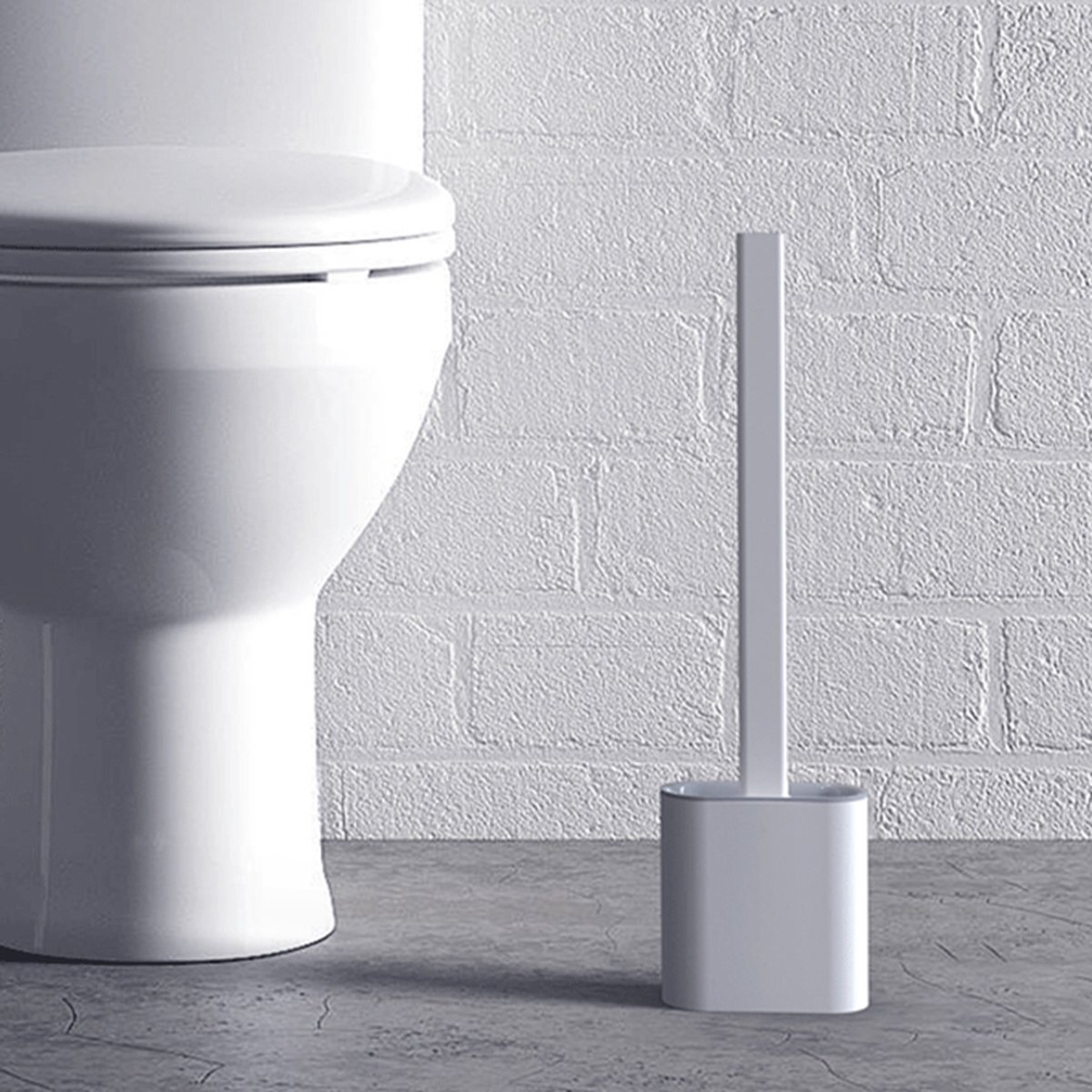 ATV PERFECTUM WC Borstel met Houder - Wit - Toiletborstel met Houder - Flexibel - Toiletborstel - Sneldrogend, Hygiënisch & Antibacteriële Werking