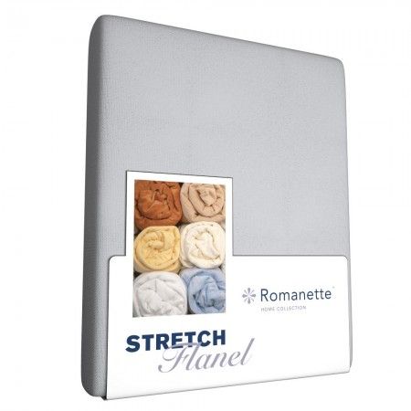 Romanette stretch flanel hoeslaken - 2-persoons (140/150x200/220 cm) - grijs