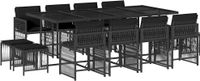 vidaXL 13-delige Tuinset met Kussens Poly Rattan Zwart