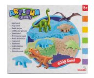 Simba Art and Fun Speelzandset, dinosaurus, 3 x 200 g zand, platform, 4 x dino, 3D-vorm, fossielvorm, scooter, mes, vanaf 3 jaar