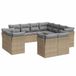 vidaXL Ensemble de jardin 11 pièces avec coussins, polyrotin, beige