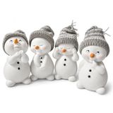 khevga Kerstdecoratie decoratieve figuren sneeuwpop in 4 afmetingen ca. 6x6x11 cm